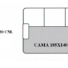 boceto medidas sofa cama Velero