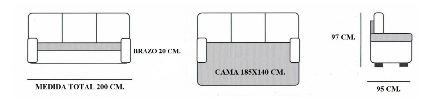 boceto medidas sofa cama Velero
